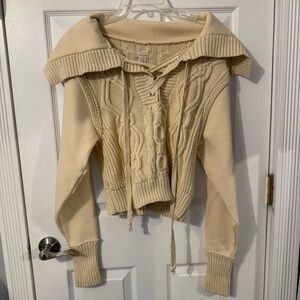 Pilcro Cream Cowl Neck Sweater